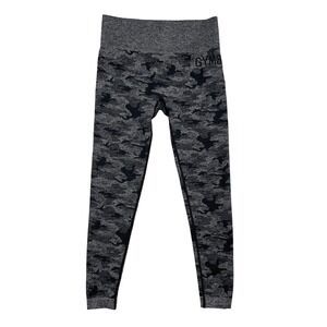 Gymshark Leggings Womens XS Gray Black Camo Seamless High Waisted‎ Activewear